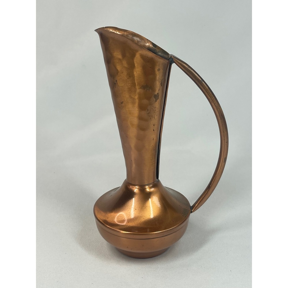 Vintage Copper Hammered Gregorian USA Small Pitcher 6.75" Decorative Bud Vase